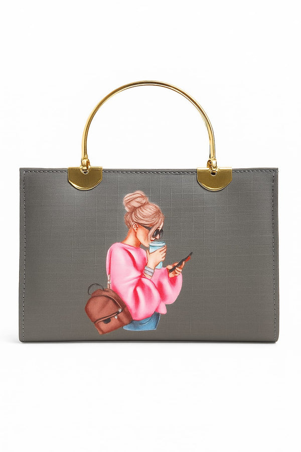 Women’s Handbag with Girl Print – Trendy & Stylish Tote