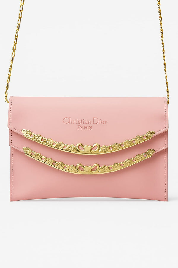 Luxury Pink and Gold Designer Clutch