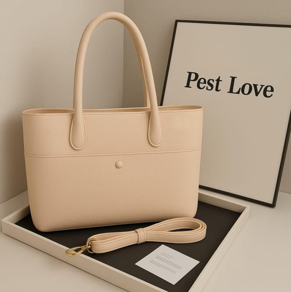 Elegant Navy Tote Bag – Premium PU Leather, Spacious Shoulder & Handbag